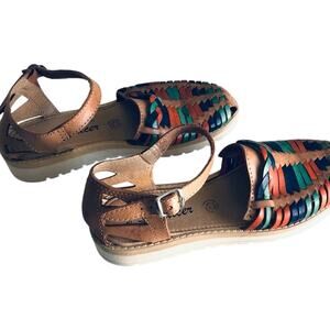 Galcer Mexican Women's 8 Leather Huarache Boho Platform Sandal Tan